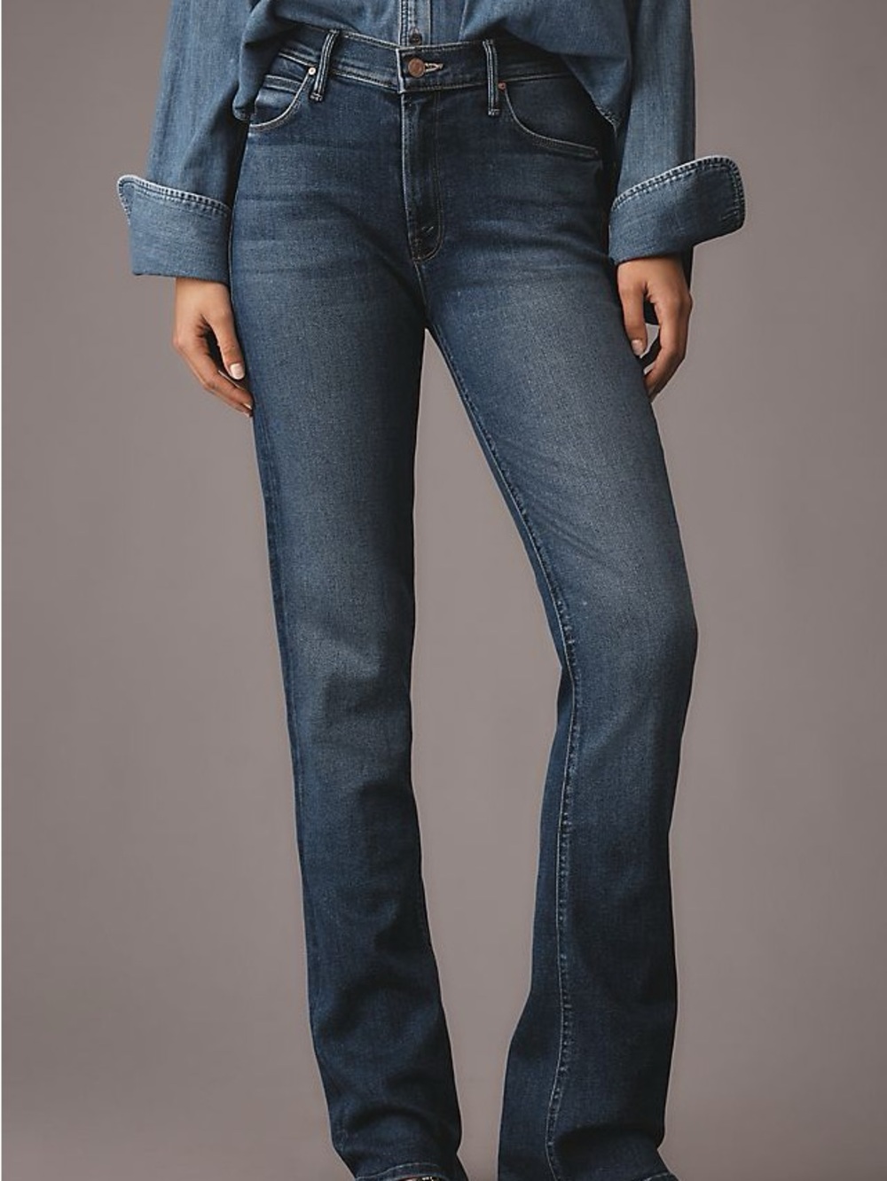 MOTHER Women’s Boot Cut Jeans in Dark Blue Wash